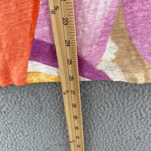 Chicos Top Womens 3 US Extra Large Orange Multi Linen Abstract Lace Detail Slub - Picture 7 of 9